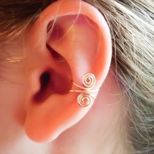 Double spiral fake cartilage conch earring clips on nonpierced silver gold rose